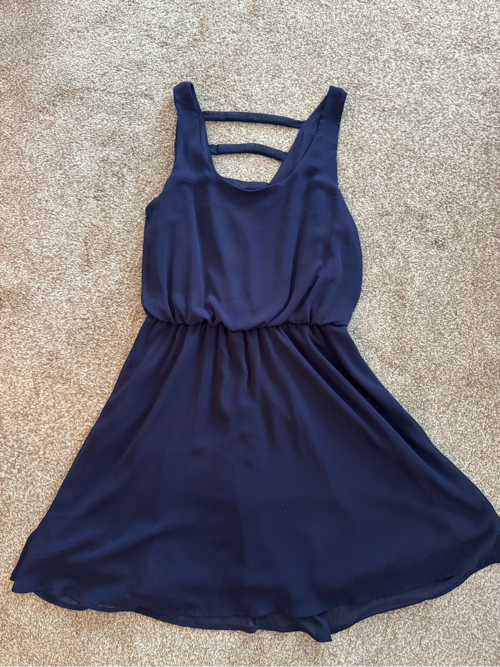 Navy Blue Lightweight Chiffon Dress